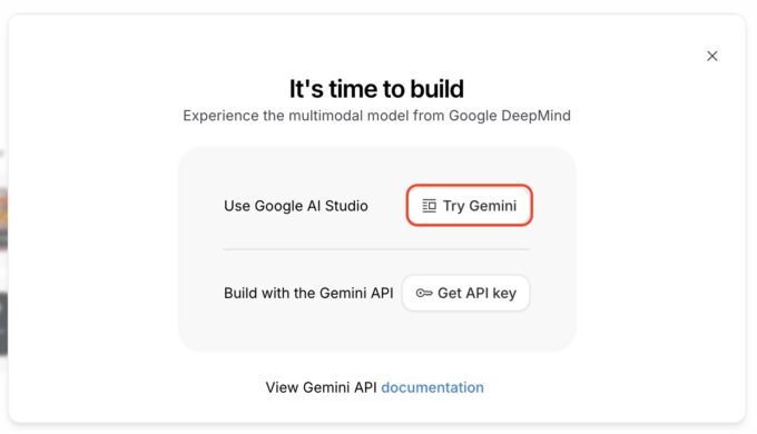 Try Geminiを選択する