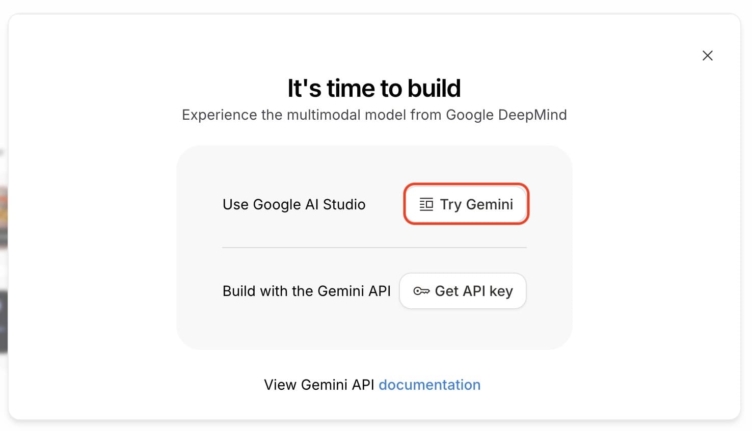 Try Geminiを選択する