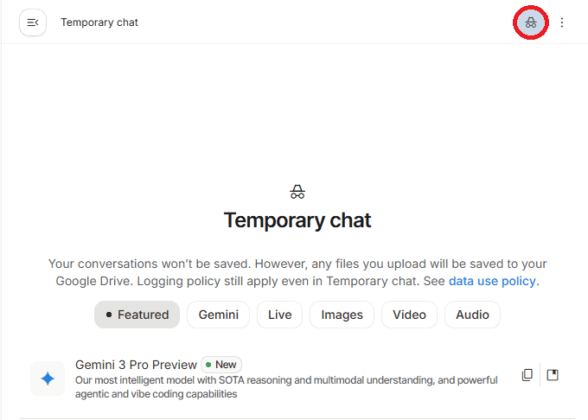 テンポラリーモードをオンにする