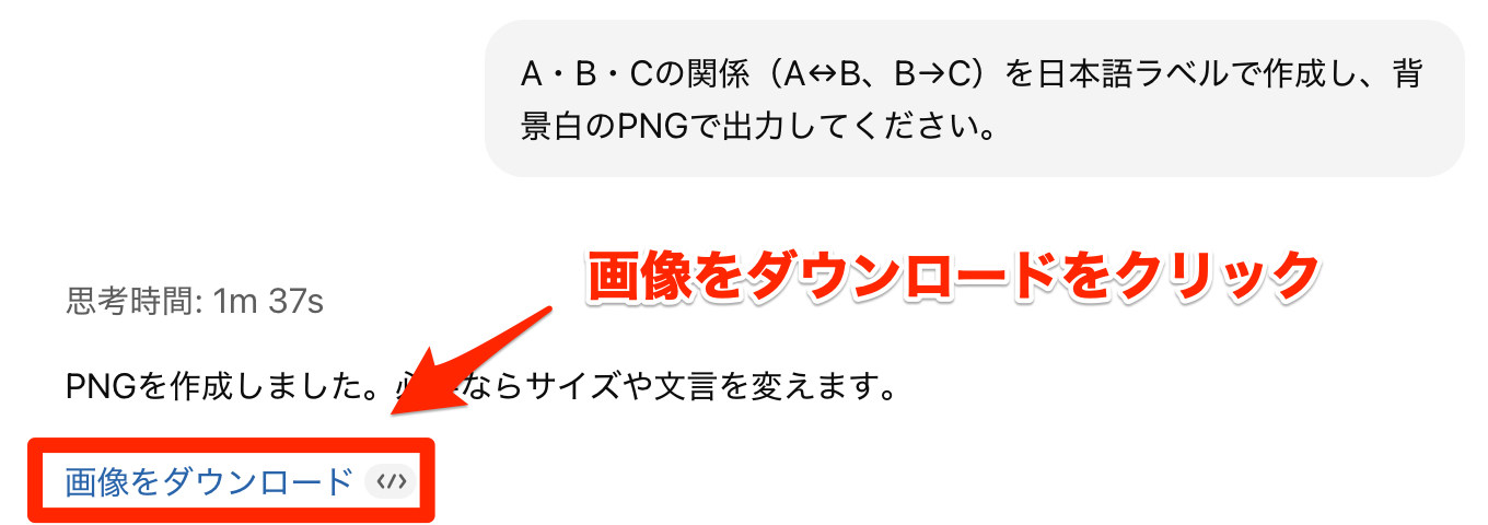 画像をダウンロードをクリック